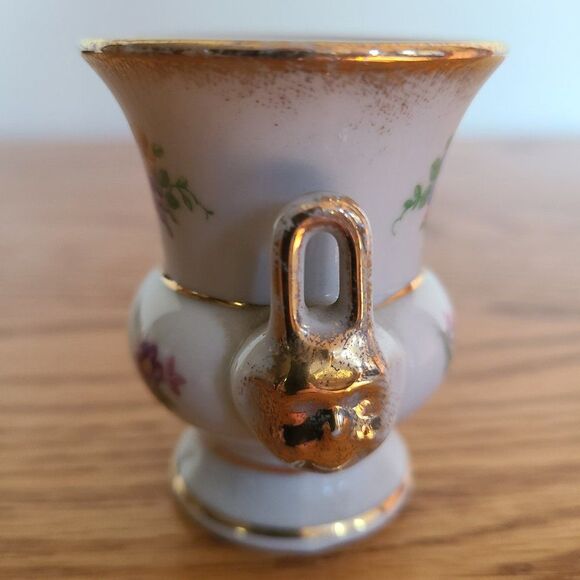 M Elfinware Germany Urn Shaped Mini Bud Vase Flowers With Gold Trim Bottom Stamp - Picture 4 of 10